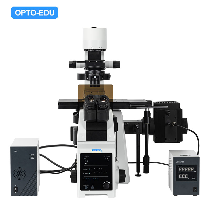 Research Level Inverted Fluorescent Microscope, BF+DF+PH+POL+DIC+Relief Hoffoman PH